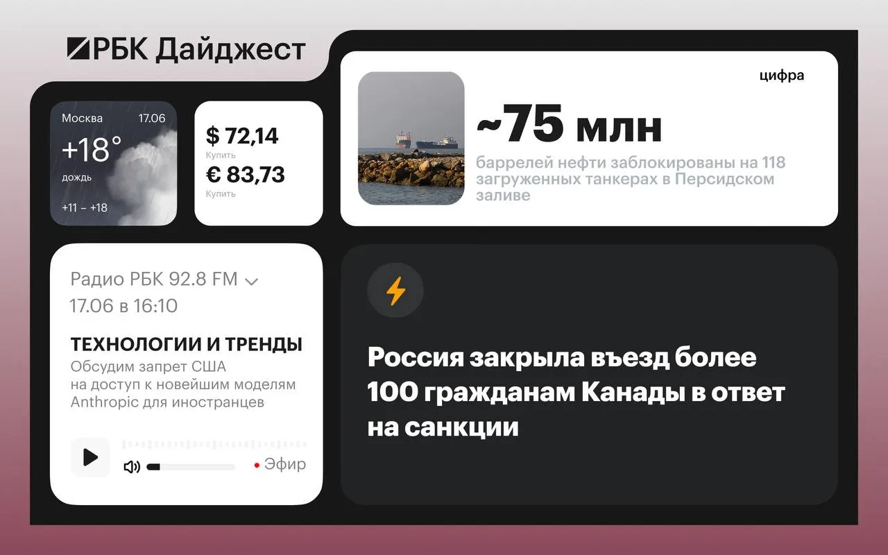 Кратко о главных событиях дня: Россия ответила запретом на въезд для канадцев, Минобороны сообщило о предупредительной стрельбе по британской яхте в Ла‑Манше, обсуждаются изменения санкционной политики США по нефти, на АЗС введены лимиты, был пожар на Московском НПЗ после удара дрона, а Великобритания расширила санкции.