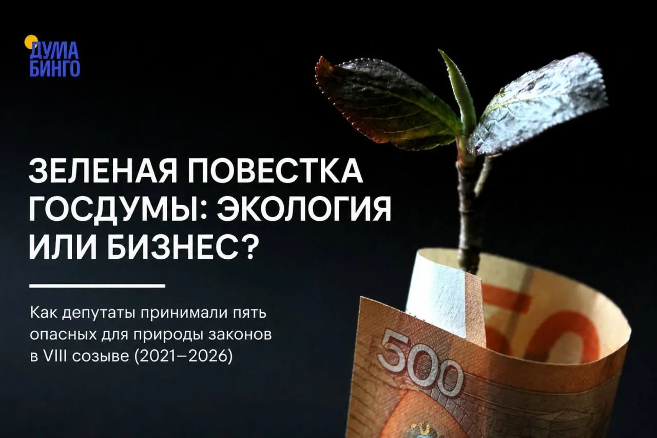 За последние годы депутаты поддержали ряд инициатив, которые снижают экологические гарантии — от ограничения общественной экспертизы до ослабления охраны Байкала и правил добычи редких видов. Большинство решений прошло при поддержке «Единой России».