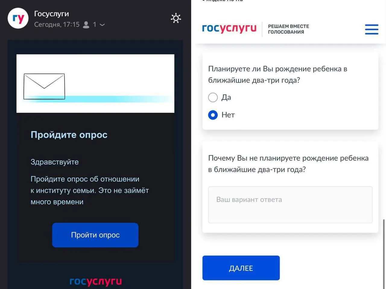 Опрос затрагивает намерения рожать в ближайшие 2–3 года и причины воздержания.