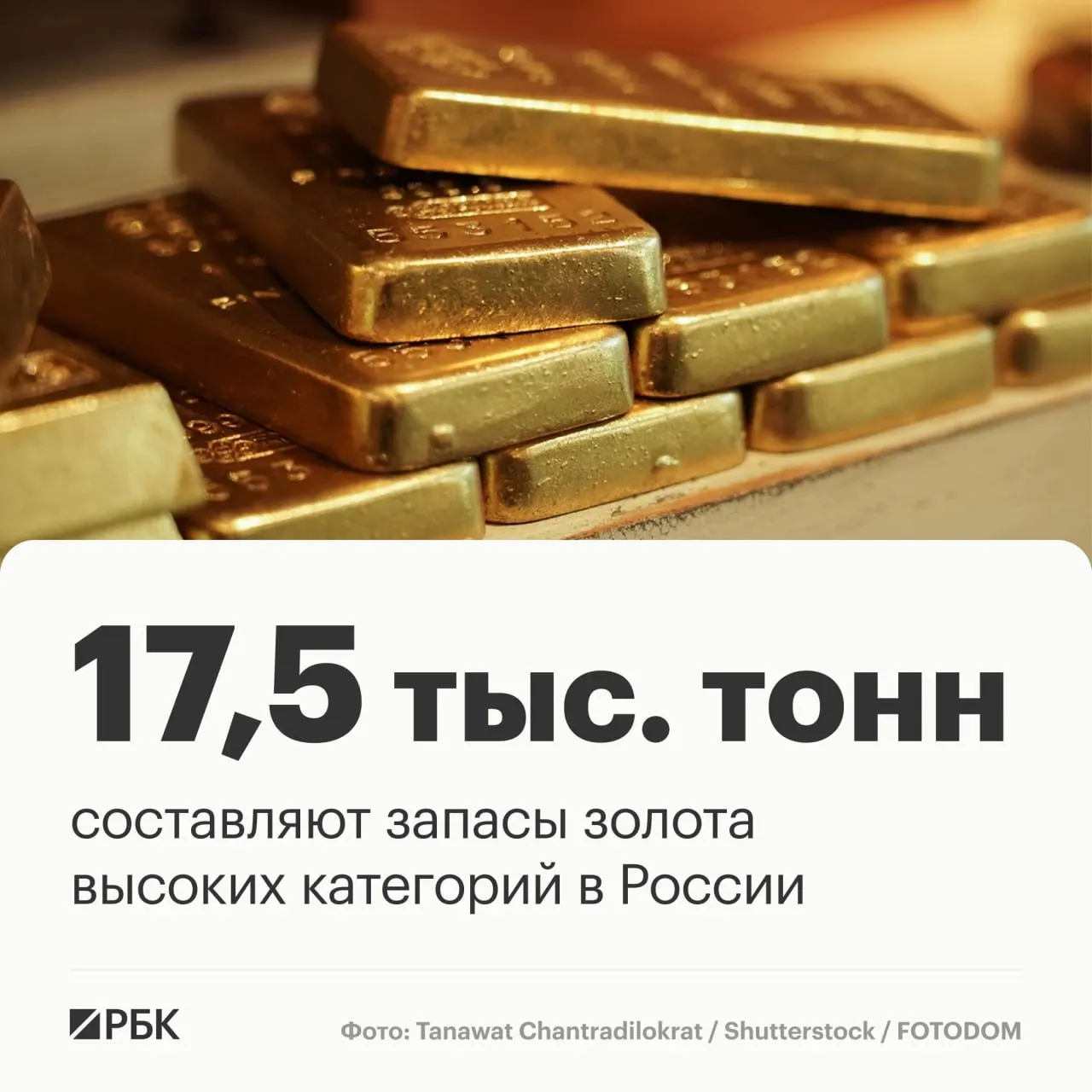 Запасы золота России оцениваются примерно в 17,5 тыс. тонн и позволяют сохранять лидирующие позиции в отрасли на протяжении около 30 лет.